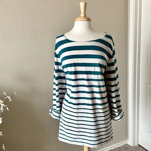 Striped Plus Size Top | 3/4 Sleeves | Teal | Coldwater Creek 3X